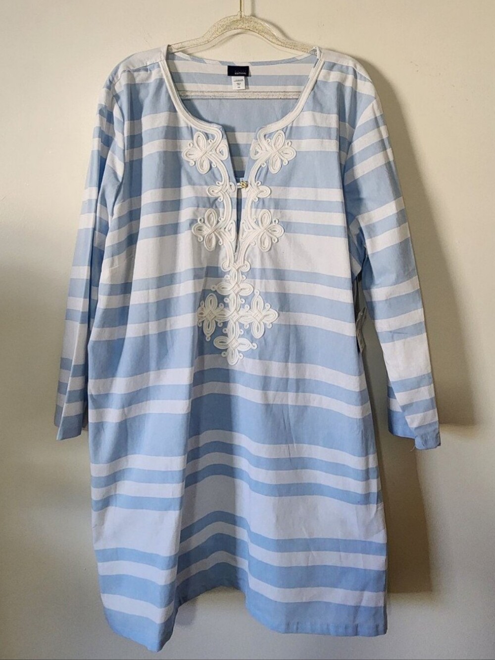 NWT Basic Editions Popover Cotton Tunic Nautical Resort Wear Coastal Sz XXL